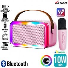 Caixa de Som Bluetooth 10W RGB XDG-56 Xtrad - Rosa